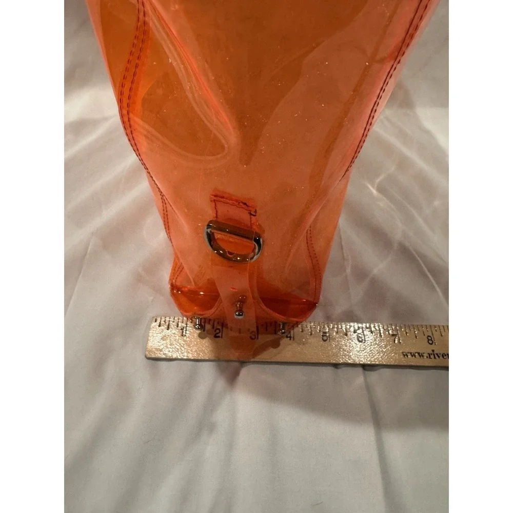 Alexander McQueen Neon Orange Clear PVC Large Tote Bag Silver Hardware - Picture 15 of 15